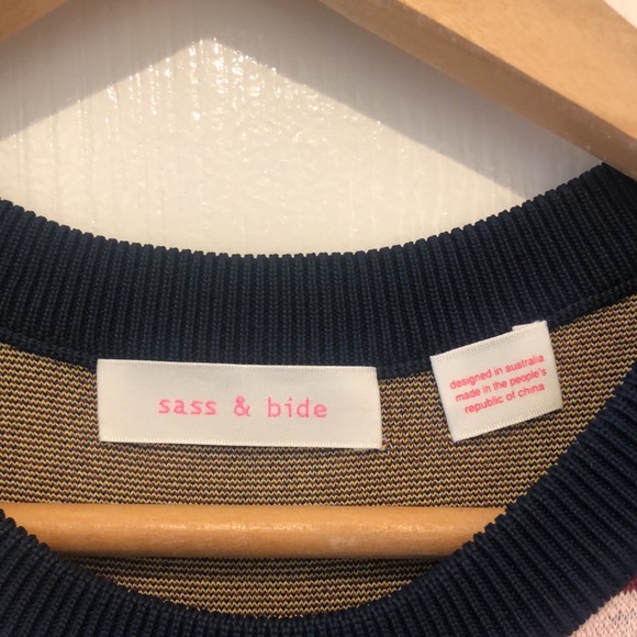 Sass and bide XS fitted high neck stripe midi knit dress - Picture 10 of 16